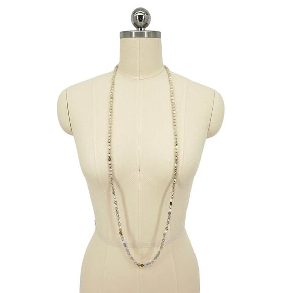 CHAN LUU Semi-Precious Necklace or Wrap Bracelet in White & Gold - Picture 6 of 12